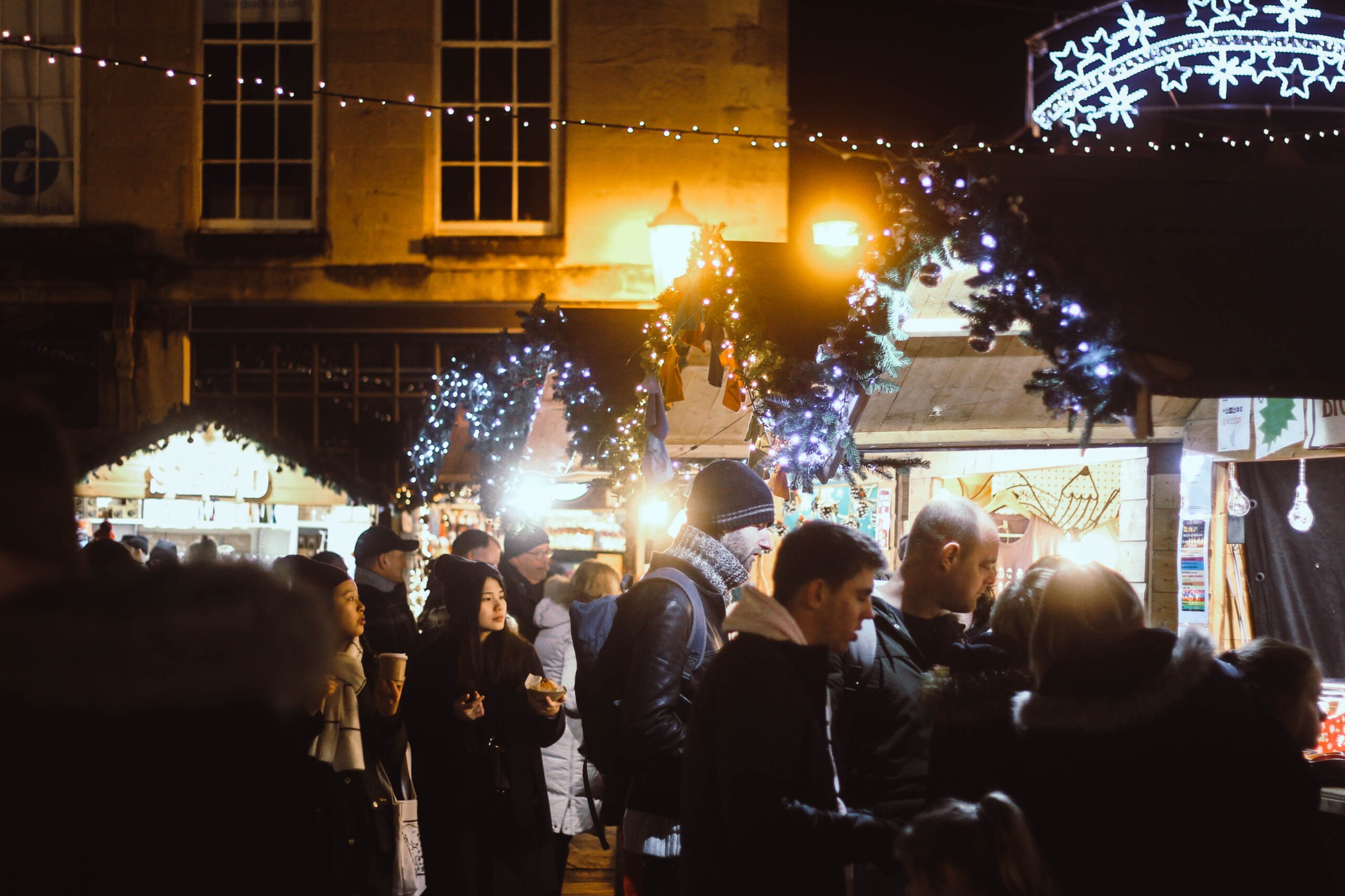 Crowds of people Christmas shopping